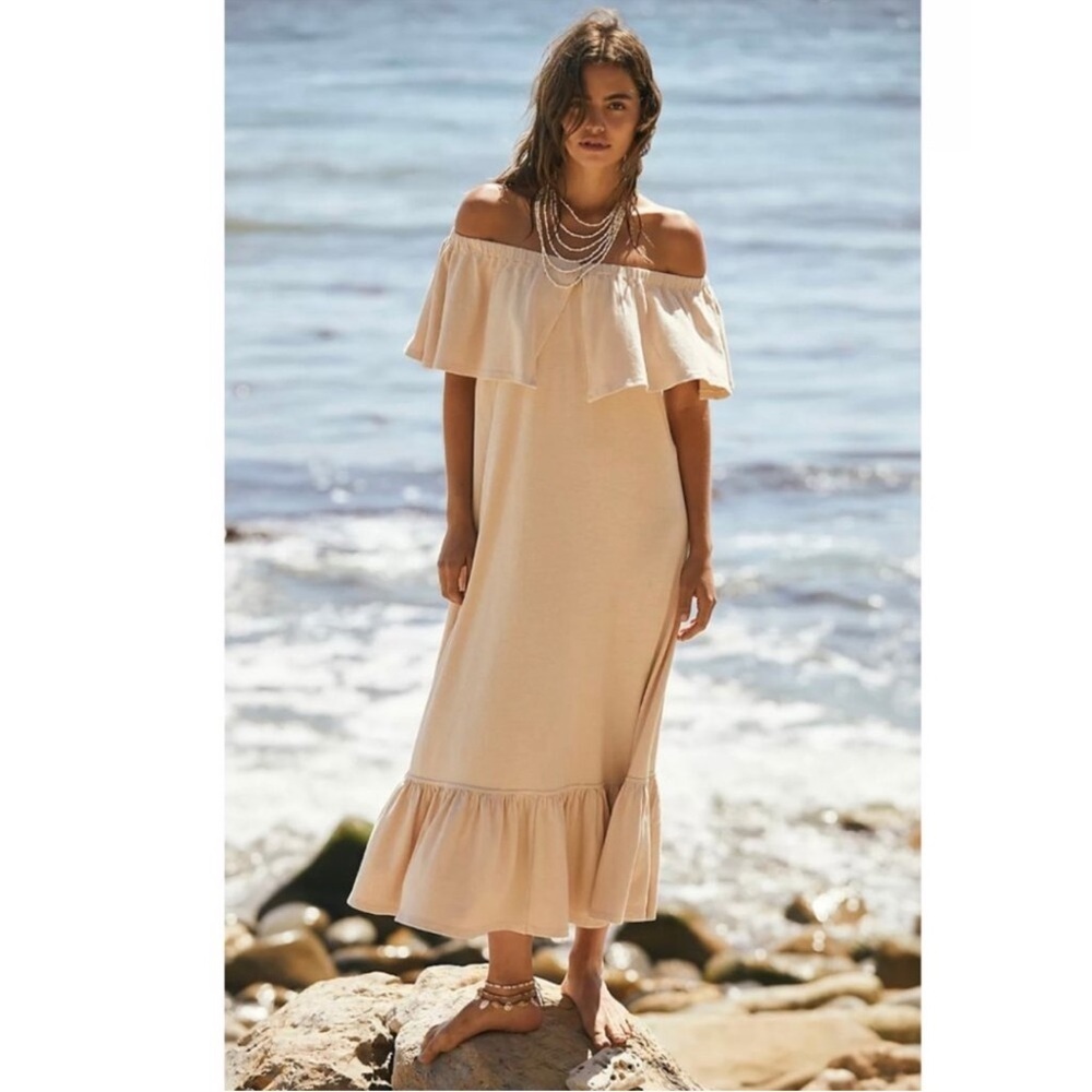 Free People Lynne Midi Dress in Bleached Sand XS NWT - Picture 3 of 14